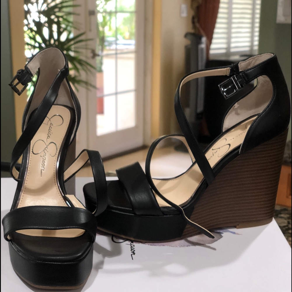 Jessica Simpson Black Wedge Sandal